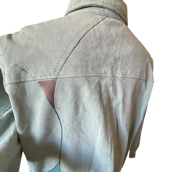 Vintage Suede Artsy Coat XL Genuine Leather Boho Y2K 90s Jacket Long - Picture 11 of 16